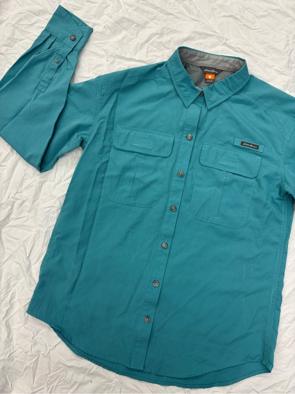 Eddie Bauer Teal Long-Sleeve Button-Down Utility Shirt | Size 2